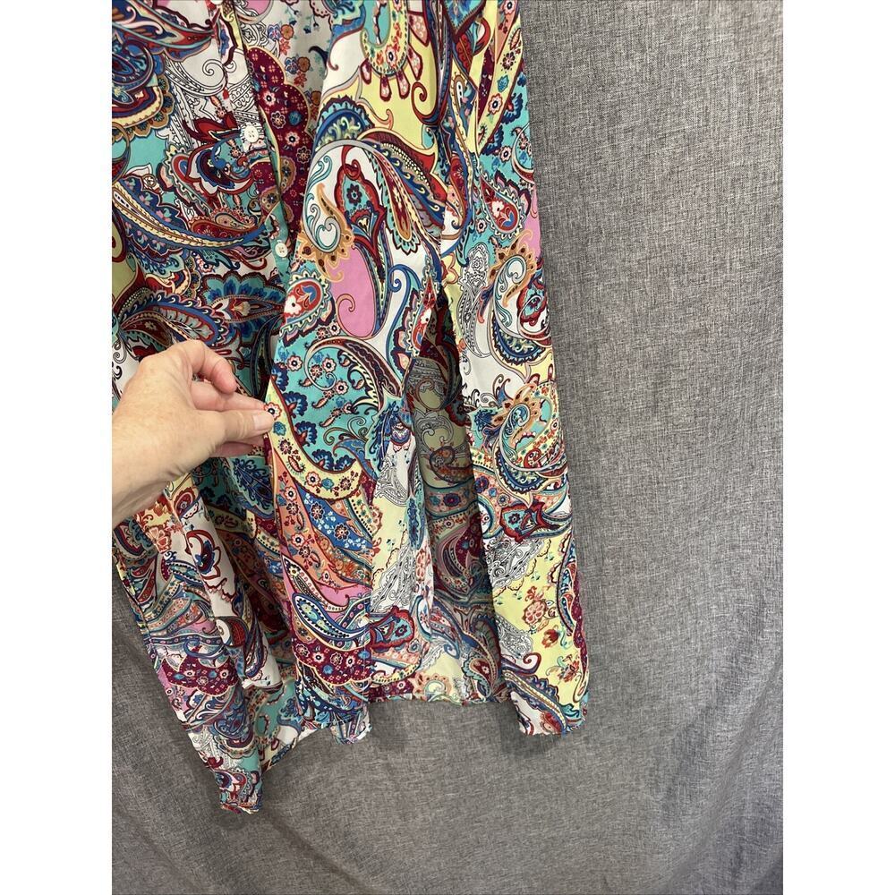 Spense Top Women 2XL Multicolor Paisley Tunic Button Up Sleeveless Shirt FLAW - Picture 4 of 11